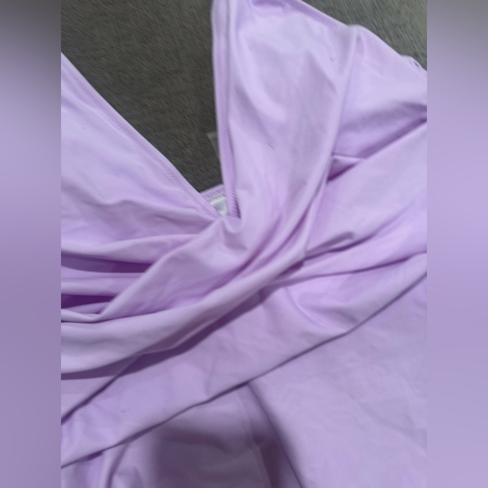 Lavender Ruched Halter One-Piece Swimsuit - Picture 11 of 12